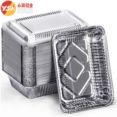 Rectangular Disposable Aluminum Foil Packing Box Pizza Pan Steam Table With Lid