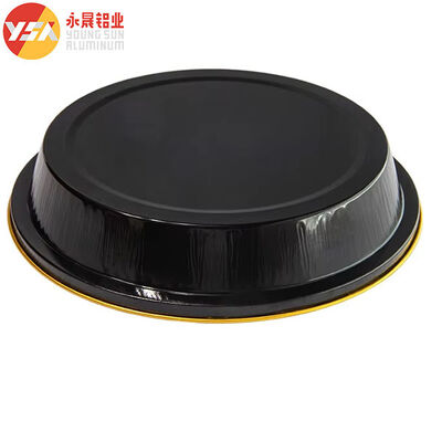 230ml Black And Gold Heat Seal Foil Pans​ Disposable Round Pan With Lid