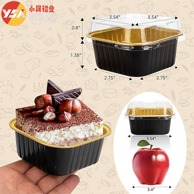 Square Black Smooth Foil Baking Pans​ Mini Disposable Cupcake Take-out Pan
