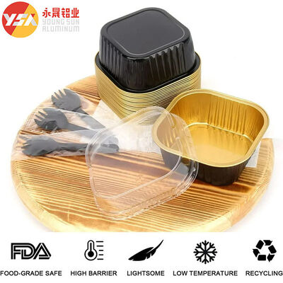 Square Black Smooth Foil Baking Pans​ Mini Disposable Cupcake Take-out Pan