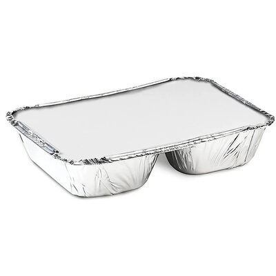 2 Compartment Aluminum Foil Container With Llid Capacity 750ml Serving Pan