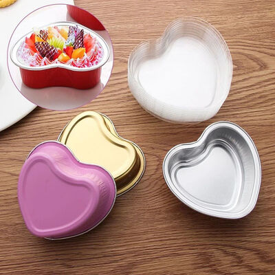 Heart Shaped Foil Pans 100ml Heart Shaped Aluminum Pans 2.9g Weight