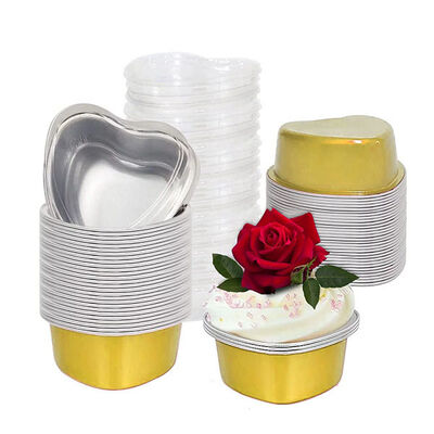 Heart Shaped Foil Pans 100ml Heart Shaped Aluminum Pans 2.9g Weight