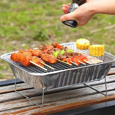 Household Disposable Charcoal Aluminum Foil Box BBQ Grill