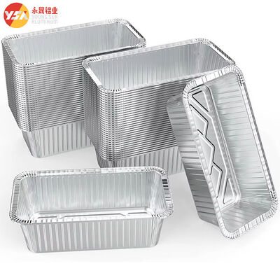 Aluminum Foil Container 450ml 1000ml Leak Proof Recyclable Takeaway Food Tray with Plastic Lid