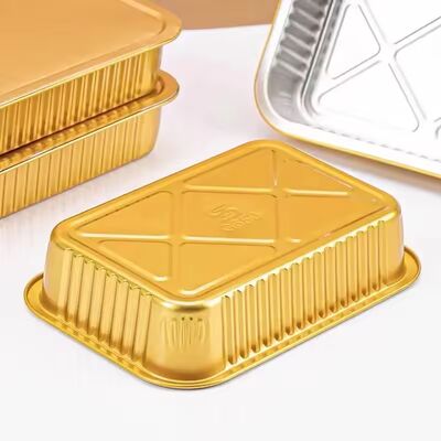 125ml golden square aluminum foil container can be heated in microwave and oven, safe and environmentally friendly
