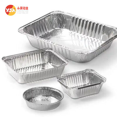 Aluminum Foil Container 450ml 1000ml Leak Proof Recyclable Takeaway Food Tray with Plastic Lid