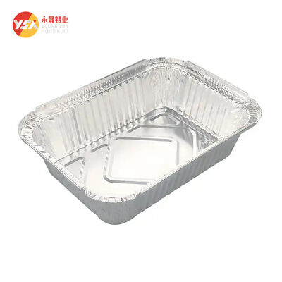 Aluminum Foil Container 450ml 1000ml Leak Proof Recyclable Takeaway Food Tray with Plastic Lid